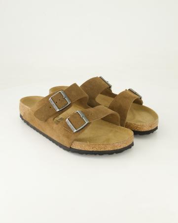 Pantoletten Birkenstock Arizona Veloursleder in Braun