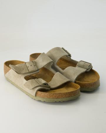 Pantoletten Birkenstock Arizona Veloursleder in Grün