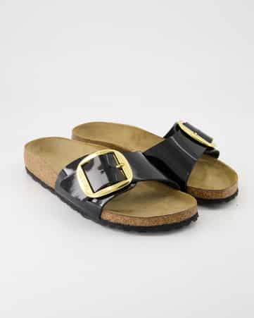 Pantoletten Birkenstock Madrid Big Buckle in Schwarz