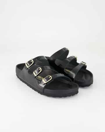 Pantoletten Birkenstock Florida Fresh Leder in Schwarz
