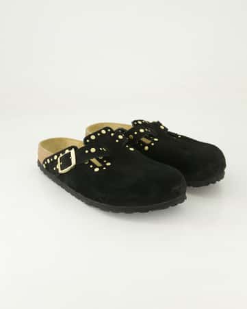 Pantoletten Birkenstock Boston Rivet Border in Schwarz