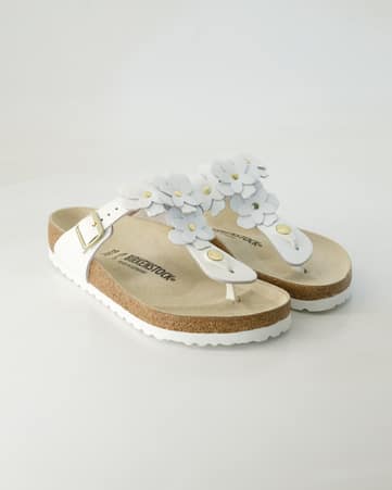 Zehentrenner Birkenstock Gizeh Flower Embellishment in Weiß