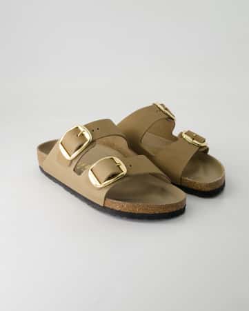 Pantoletten Birkenstock Arizona Big Buckle Leder in Braun