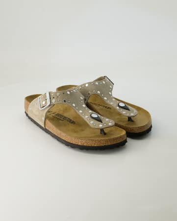 Zehentrenner Birkenstock Gizeh Rivet Border in Beige