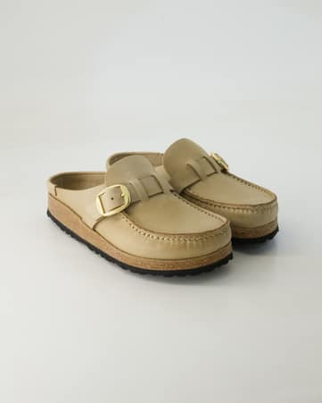 Pantoletten Birkenstock Buckley Leder in Beige