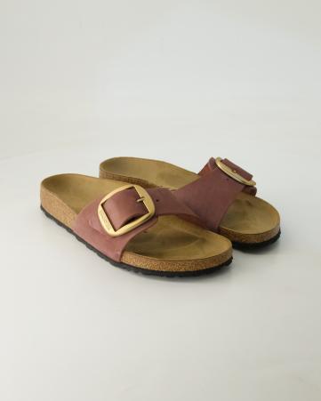 Pantoletten Birkenstock Madrid Big Buckle Nubukleder in Bordeaux
