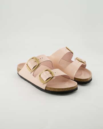 Pantoletten Birkenstock Arizona Big Buckle Lackleder in Rosa