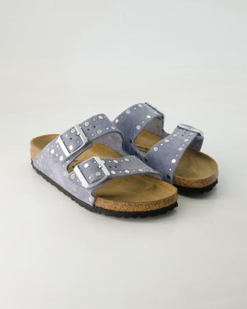 Pantoletten Birkenstock Arizona Rivet Border in Blau