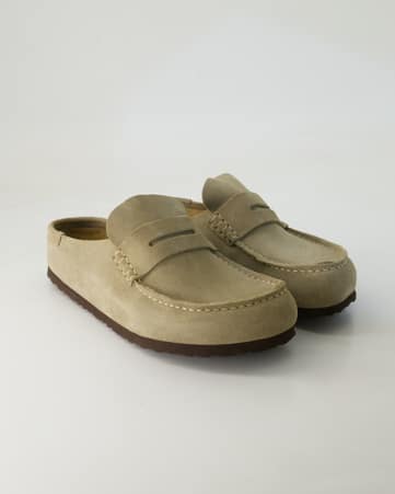 Slipper Birkenstock Naples Wrapped Veloursleder in Beige