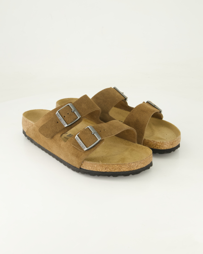 Birkenstock Arizona Veloursleder Pantoletten  in Braun
