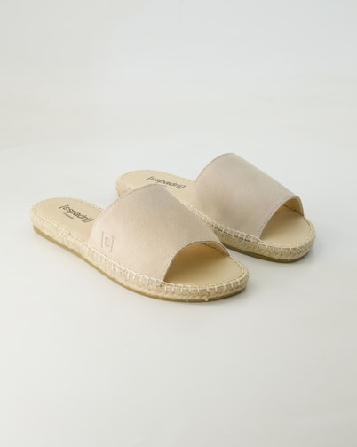 Espadrij Plage Velour Pantoletten in Beige
