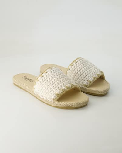 Espadrij Plage Crochet Pantoletten in Beige