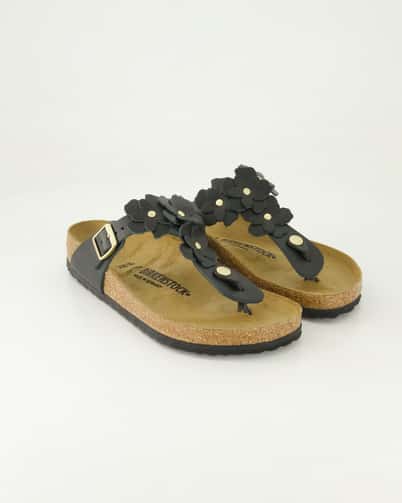 Birkenstock Gizeh Flower Embellishment Zehentrenner in Schwarz