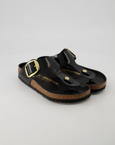 Birkenstock Gizeh Big Buckle Leder Pantoletten in Schwarz