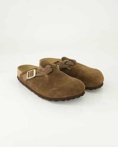 Birkenstock Boston Braided Pantoletten in Braun