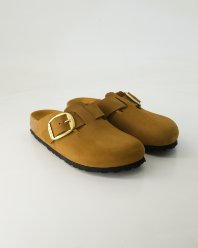 Birkenstock Boston Big Buckle Pantoletten in Braun