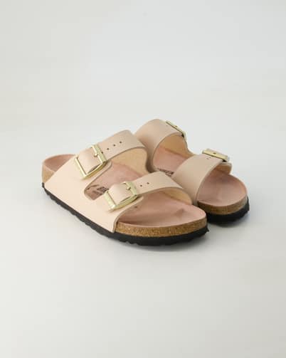 Birkenstock Arizona Birko-Flor Pantoletten in Beige