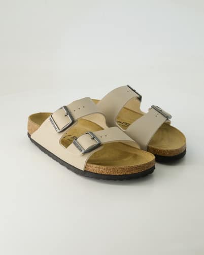 Birkenstock Arizona Glattleder Pantoletten in Beige