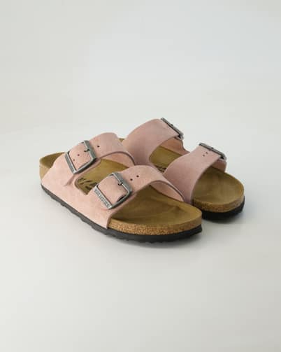 Birkenstock Arizona Veloursleder Pantoletten in Rosa