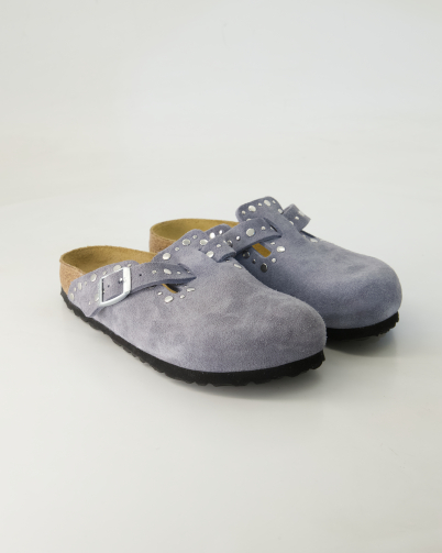 Birkenstock Boston Rivet Border Pantoletten in Blau