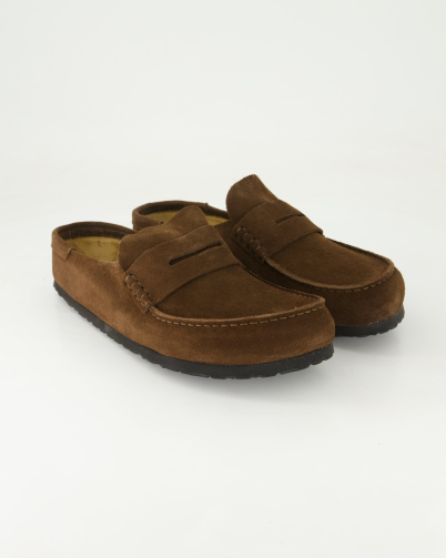 Birkenstock Naples Wrapped Veloursleder Slipper  in Braun
