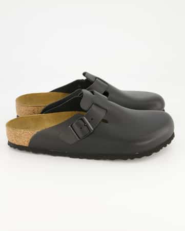 Pantoletten Birkenstock Boston Glattleder in Schwarz