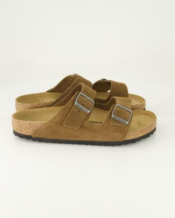 Pantoletten Birkenstock Arizona Veloursleder in Braun