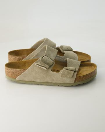 Pantoletten Birkenstock Arizona Veloursleder in Grün