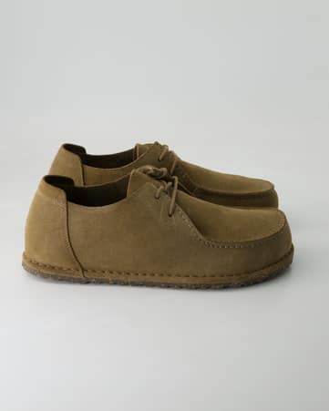 Schnürschuhe klassisch Birkenstock Utti Lace Veloursleder in Beige