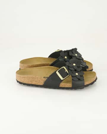 Pantoletten Birkenstock Siena Flower II Embellishment in Schwarz