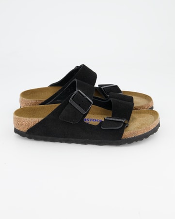 Pantoletten Birkenstock Arizona Veloursleder in Schwarz