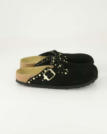 Pantoletten Birkenstock Boston Rivet Border in Schwarz