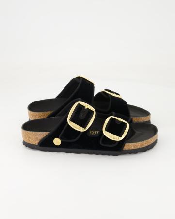 Pantoletten Birkenstock Arizona Big Buckle Piping Rive in Schwarz