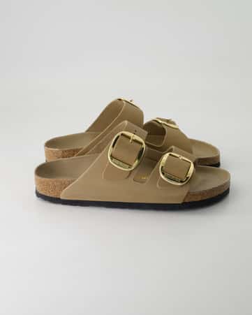 Pantoletten Birkenstock Arizona Big Buckle Leder in Braun