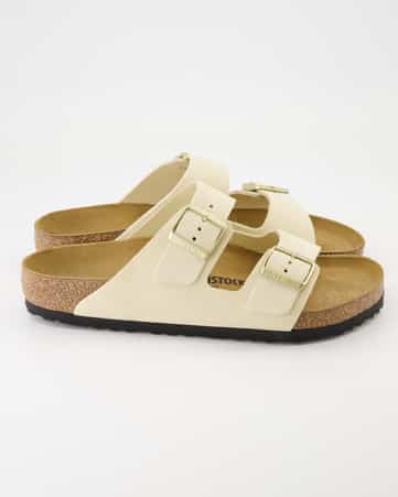 Pantoletten Birkenstock Arizona Velourleder in Beige