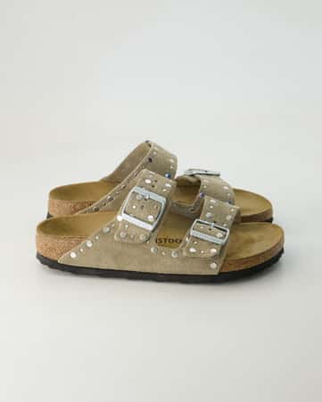 Pantoletten Birkenstock Arizona Rivet Border in Beige