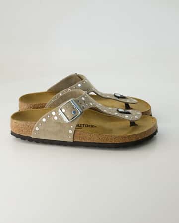 Zehentrenner Birkenstock Gizeh Rivet Border in Beige