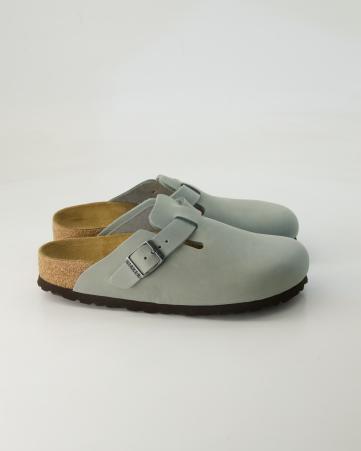 Pantoletten Birkenstock Boston Leder in Grün