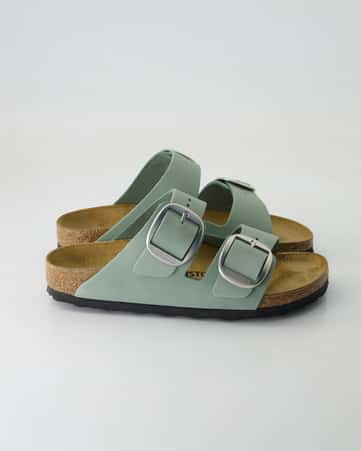 Pantoletten Birkenstock Arizona Big Buckle Nubukleder in Grün