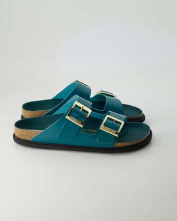 Pantoletten Birkenstock Arizona Droplet Buckle Cupsole in Grün