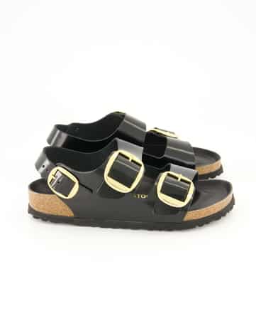Sandalen Birkenstock Milano Big Buckle Leder in Schwarz