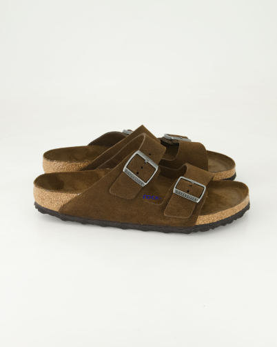 Birkenstock Arizona Veloursleder Pantoletten  in Braun
