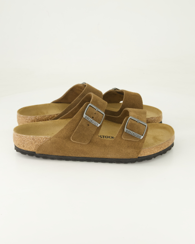Birkenstock Arizona Veloursleder Pantoletten  in Braun