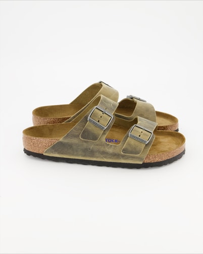 Birkenstock Arizona Leder Pantoletten  in Grün