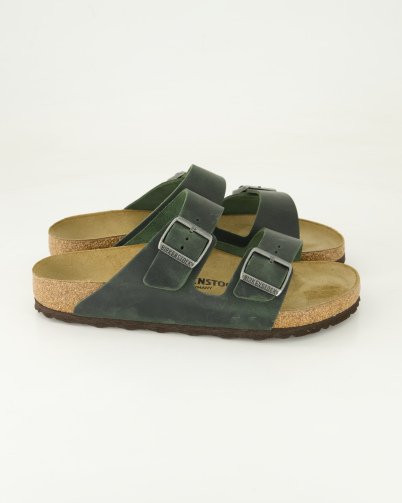 Birkenstock Arizona Leder Pantoletten  in Grün