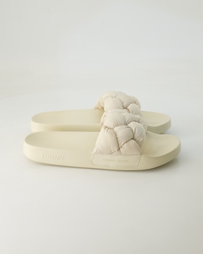 Tommy Hilfiger Jeans TJW Braided Slides Pantoletten in Beige
