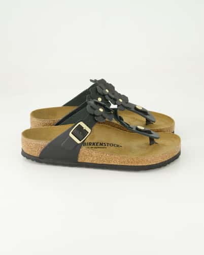 Birkenstock Gizeh Flower Embellishment Zehentrenner in Schwarz
