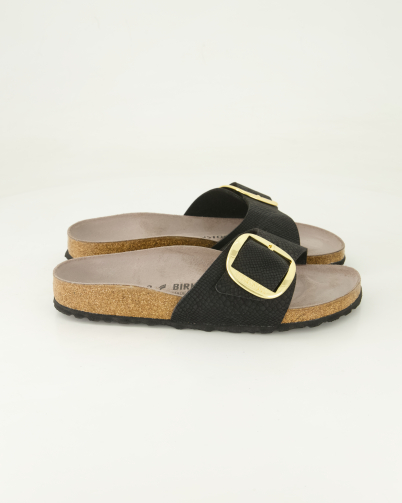 Birkenstock Madrid Big Buckle Pantoletten in Schwarz