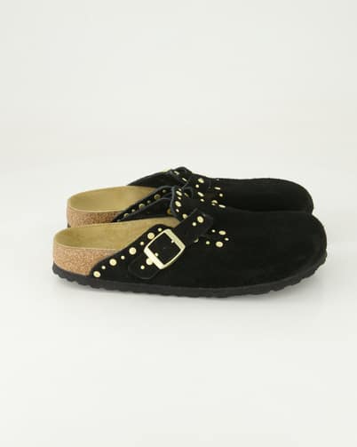 Birkenstock Boston Rivet Border Pantoletten in Schwarz