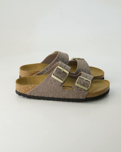 Birkenstock Arizona Birko-Flor Pantoletten in Grau